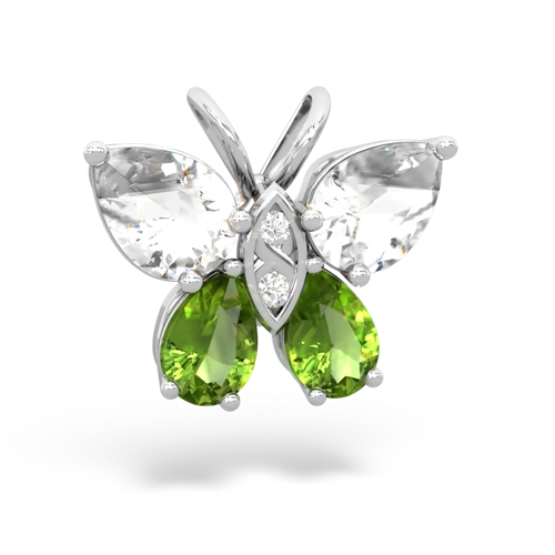 white topaz-peridot butterfly pendant