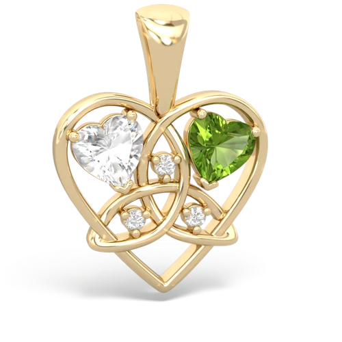 white topaz-peridot celtic heart pendant
