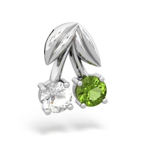 white topaz-peridot cherries pendant