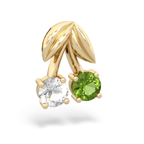 white topaz-peridot cherries pendant