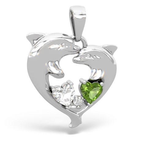 white topaz-peridot dolphins pendant