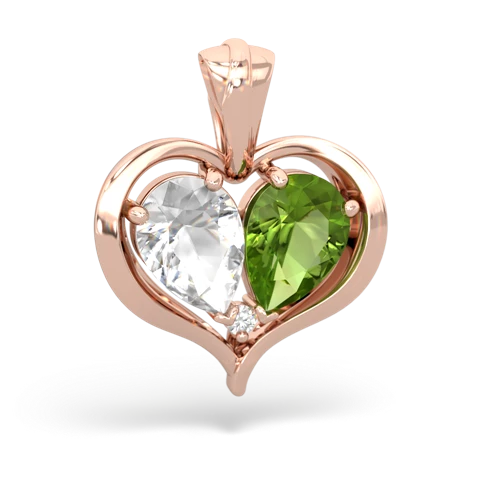 white topaz-peridot half heart whole pendant