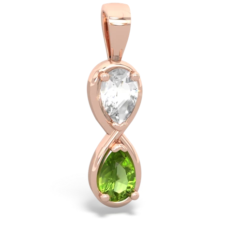 white topaz-peridot infinity pendant