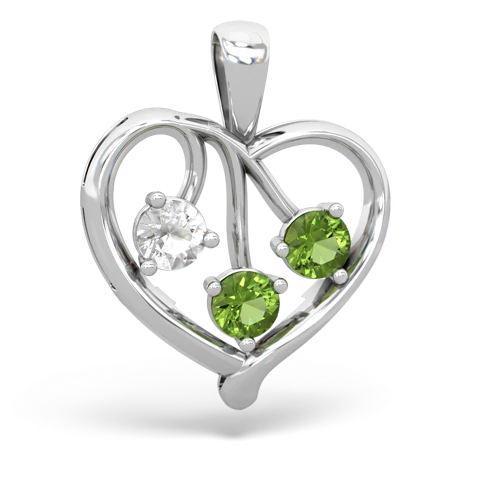 White Topaz Genuine White Topaz with Genuine Peridot and Lab Created Emerald Glowing Heart pendant Pendant