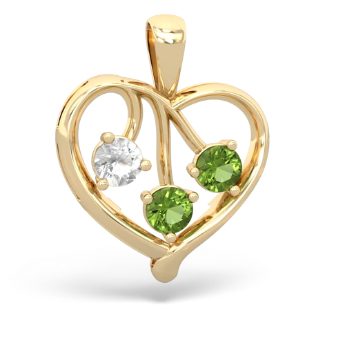 white topaz-peridot love heart pendant