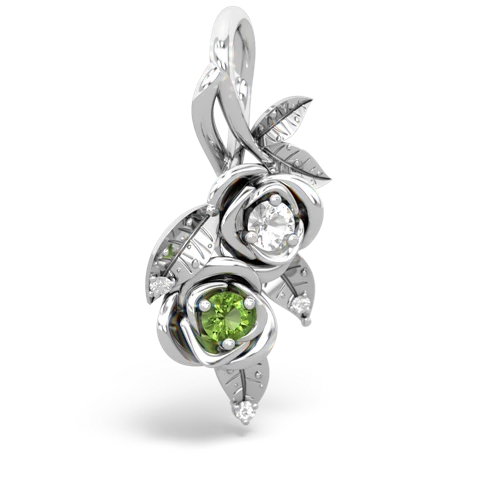 white topaz-peridot rose vine pendant