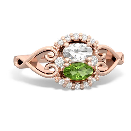 white topaz-peridot antique keepsake ring