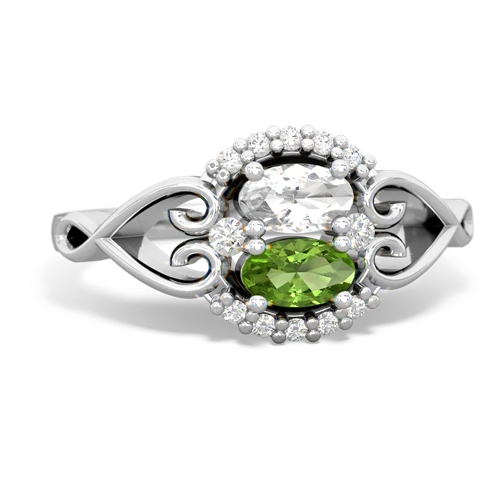 white topaz-peridot antique keepsake ring