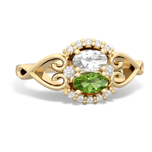 white topaz-peridot antique keepsake ring