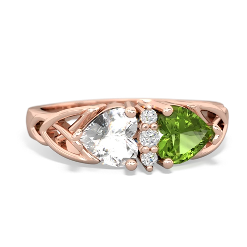 white topaz-peridot celtic ring