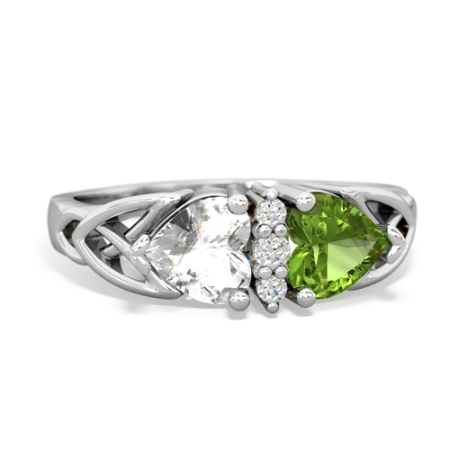 white topaz-peridot celtic ring