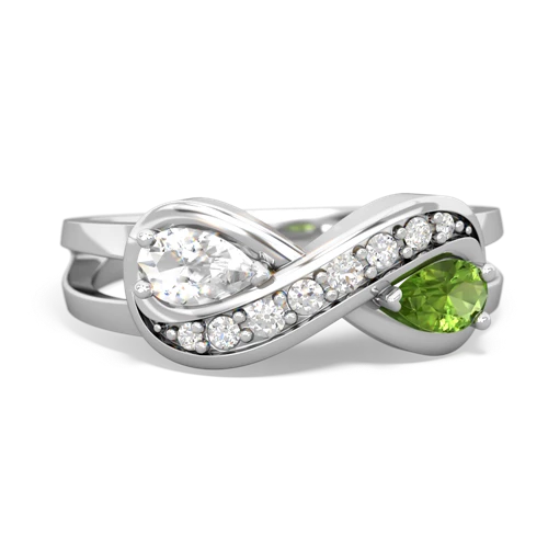 white topaz-peridot diamond infinity ring