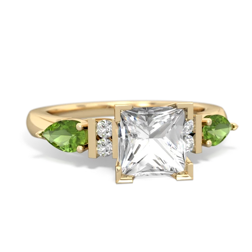 White Topaz Genuine White Topaz with Genuine Peridot and Lab Created Emerald Engagement ring Ring