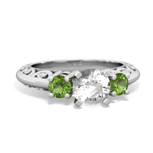 white topaz-peridot engagement ring