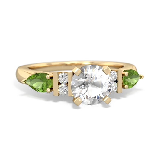 White Topaz Genuine White Topaz with Genuine Peridot and Genuine Aquamarine Engagement ring Ring