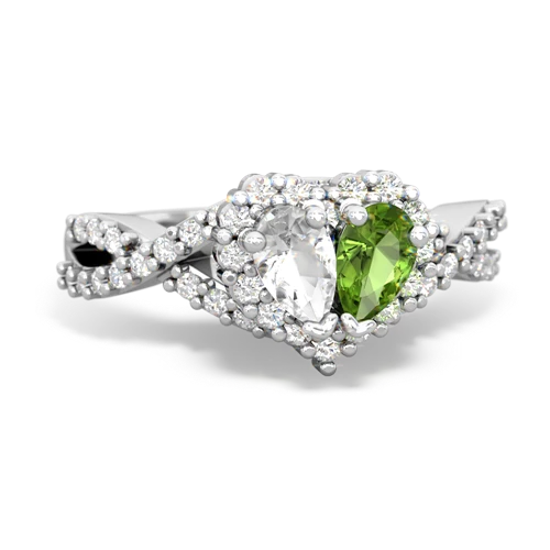 white topaz-peridot engagement ring