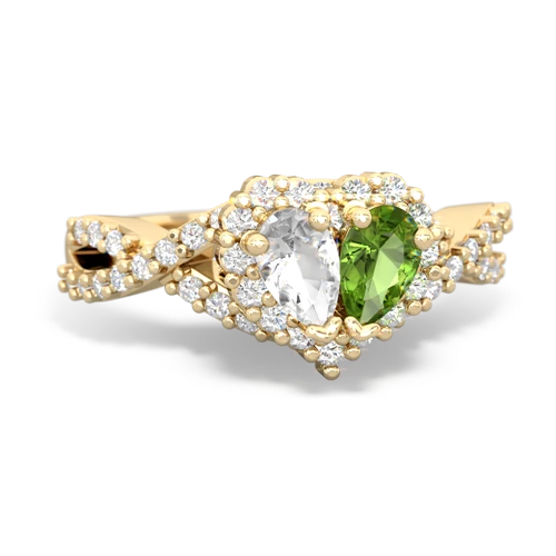 white topaz-peridot engagement ring