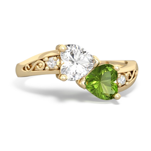 white topaz-peridot filligree ring