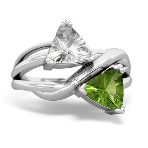 white topaz-peridot filligree ring