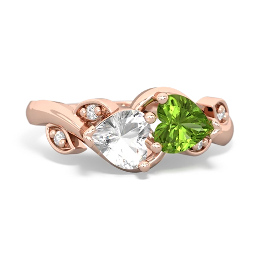 white topaz-peridot floral keepsake ring