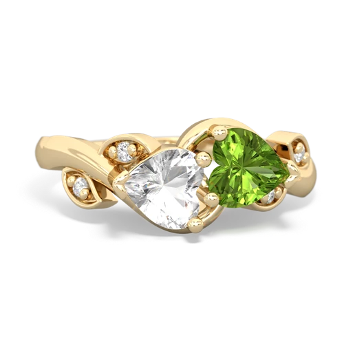 white topaz-peridot floral keepsake ring