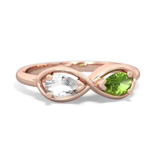 white topaz-peridot infinity ring