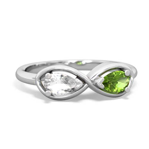 white topaz-peridot infinity ring