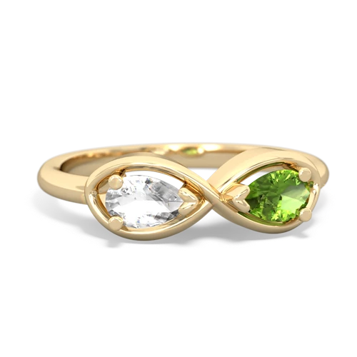 white topaz-peridot infinity ring