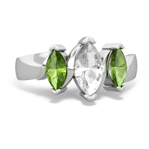 White Topaz Genuine White Topaz with Genuine Peridot and Lab Created Emerald Three Peeks ring Ring