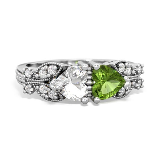 white topaz-peridot keepsake butterfly ring