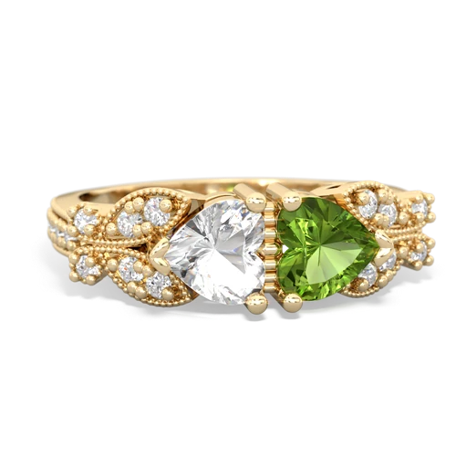 white topaz-peridot keepsake butterfly ring