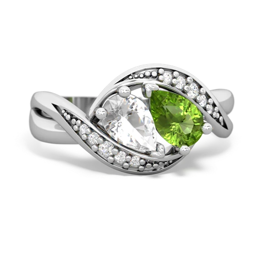 white topaz-peridot keepsake curls ring