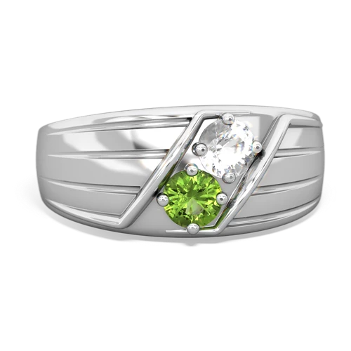 white topaz-peridot mens ring