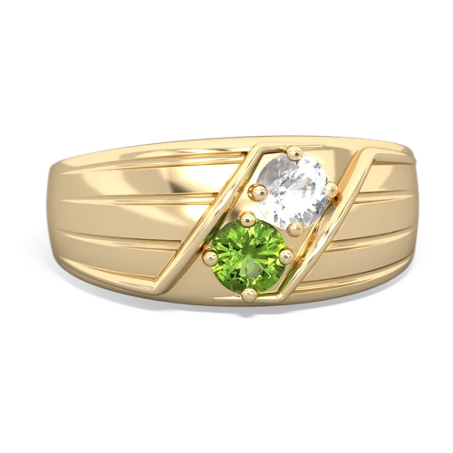 white topaz-peridot mens ring