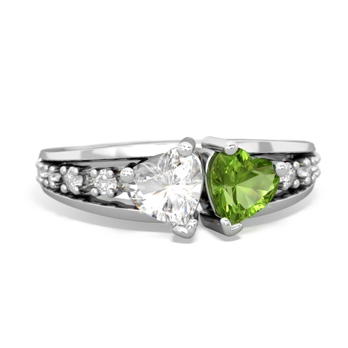 white topaz-peridot modern ring