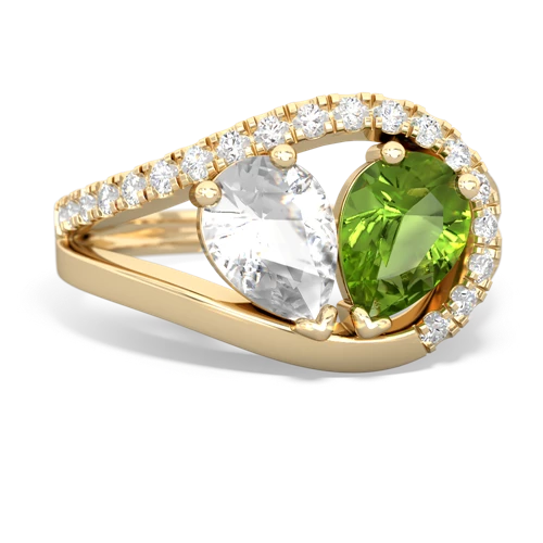 white topaz-peridot pave heart ring