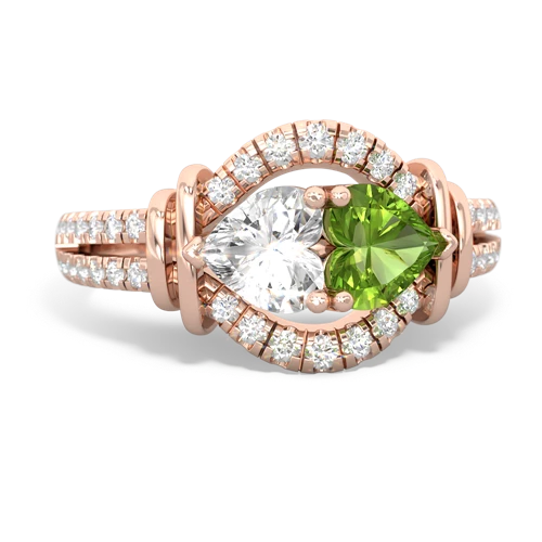 white topaz-peridot pave keepsake ring