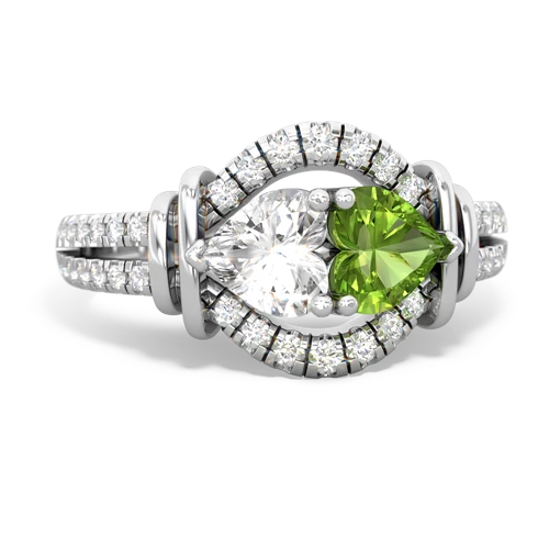 white topaz-peridot pave keepsake ring