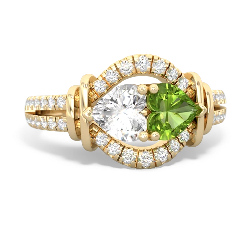 white topaz-peridot pave keepsake ring