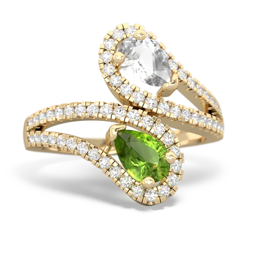 white topaz-peridot pave swirls ring