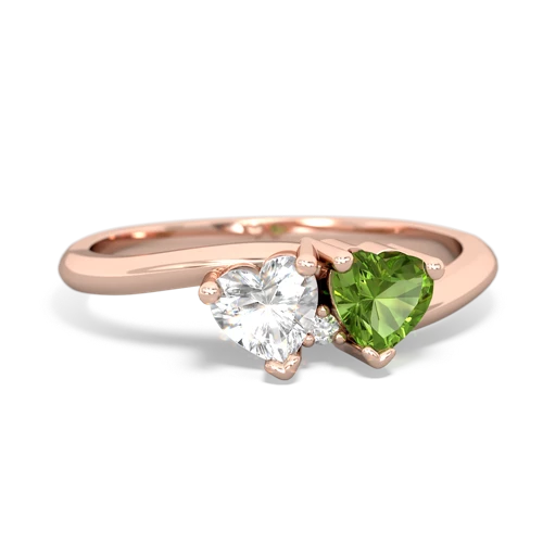 white topaz-peridot sweethearts promise ring