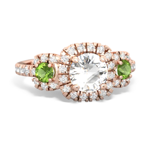White Topaz Genuine White Topaz with Genuine Peridot and Genuine Pink Tourmaline Regal Halo ring Ring