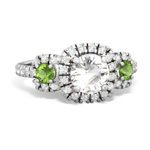white topaz-peridot three stone regal ring