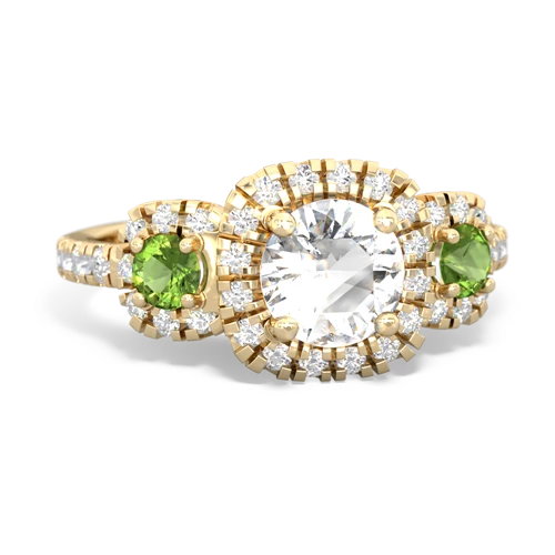 white topaz-peridot three stone regal ring