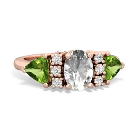 White Topaz Genuine White Topaz with Genuine Peridot and Lab Created Emerald Antique Style Three Stone ring Ring