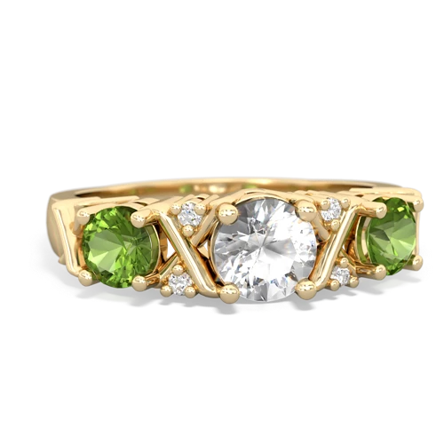 White Topaz Genuine White Topaz with Genuine Peridot and Genuine Emerald Hugs and Kisses ring Ring