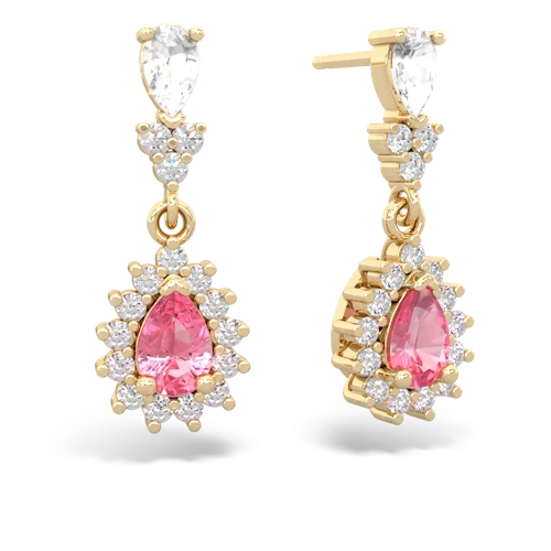 white topaz-pink sapphire dangle earrings