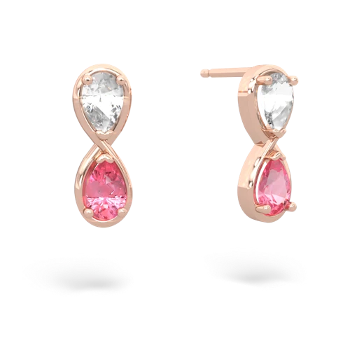 white topaz-pink sapphire infinity earrings