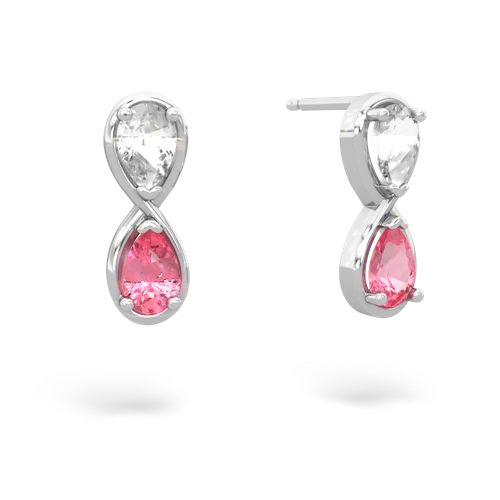 white topaz-pink sapphire infinity earrings