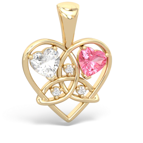 white topaz-pink sapphire celtic heart pendant
